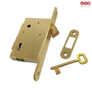 SERRATURA INFILARE CON GANCIO AGB MOD. 701 CHIAVE PATENT OTTONATA