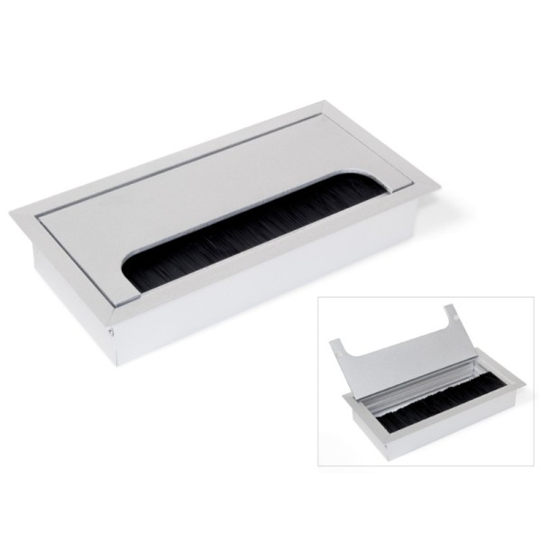 Bocchetta Passacavo Rettangolare Emuca Alluminio Opaco 158x80mm