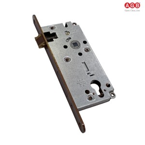 SERRATURA INFILARE AGB MOD. 851 CILINDRO EUROPEO ENT=50 MM BORDI TONDI BRONZATA