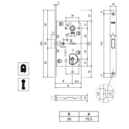 SERRATURA MEDIANA POLARIS 2XT AGB MAGNETICA CHIAVE PATENT CROMO OPACA