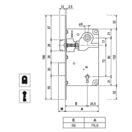SERRATURA AGB PATENT CENTRO BORDI TONDI ENT. 50 MM