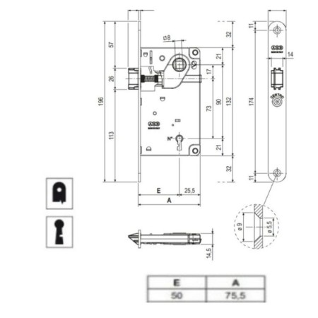 SERRATURA AGB PATENT CENTRO SOLO SCROCCO BORDI TONDI ENT. 50 MM CROMO OPACA