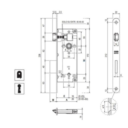 SERRATURA AGB PATENT GRANDE BORDI TONDI ENT. 50 MM CROMO OPACA