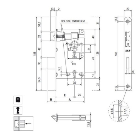 SERRATURA AGB PATENT PICCOLA BORDI TONDI BRONZATA