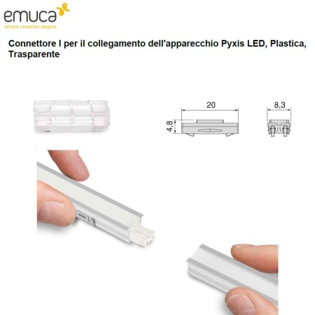 CONNETTORE IN PLASTICA TRASPERENTE PER UNIRE DUE PROFILI INCASSO PYXIS EMUCA