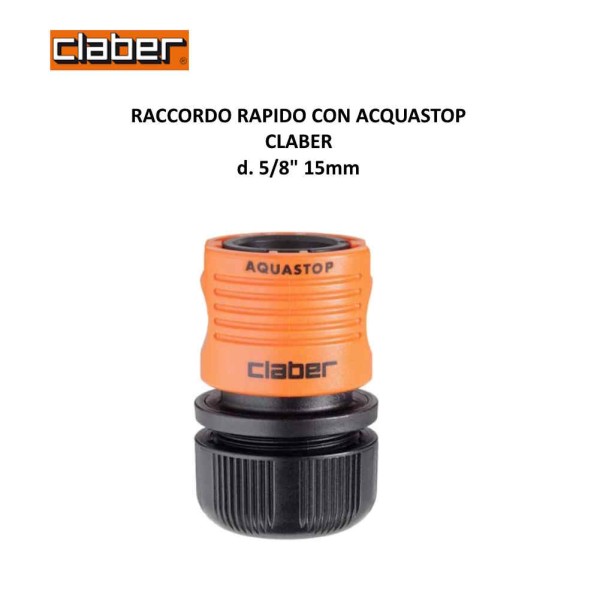 RACCORDO AUTOMATICO PORTAGOMMA CON ACQUASTOP PER TUBI DA 15 mm - 5/8" CLABER