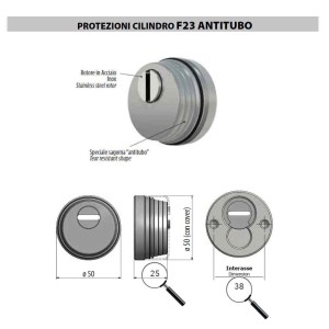 KIT DEFENDER ANTITUBO AZZI FAUSTO d.50mm - h.25mm - INTERASSE FORI 38mm CON COVER E MOSTRINA ESTERNA