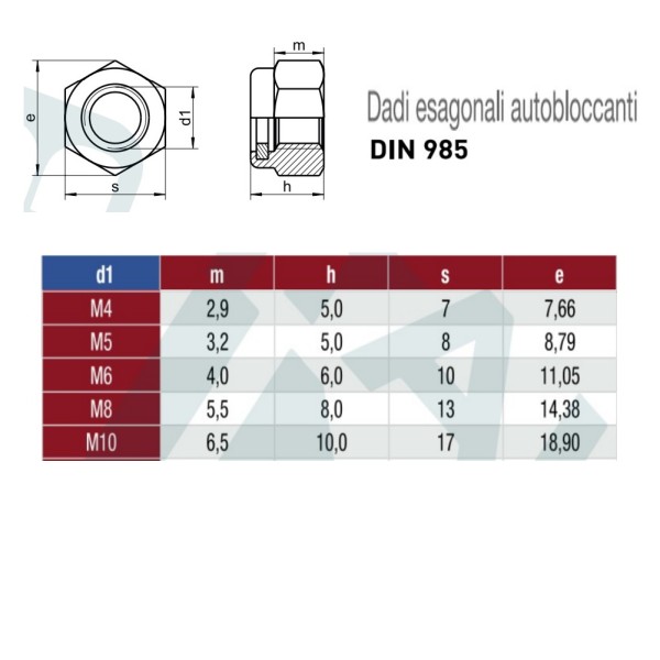 DADO AUTOBLOCCANTE IN ACCIAIO INOX A2