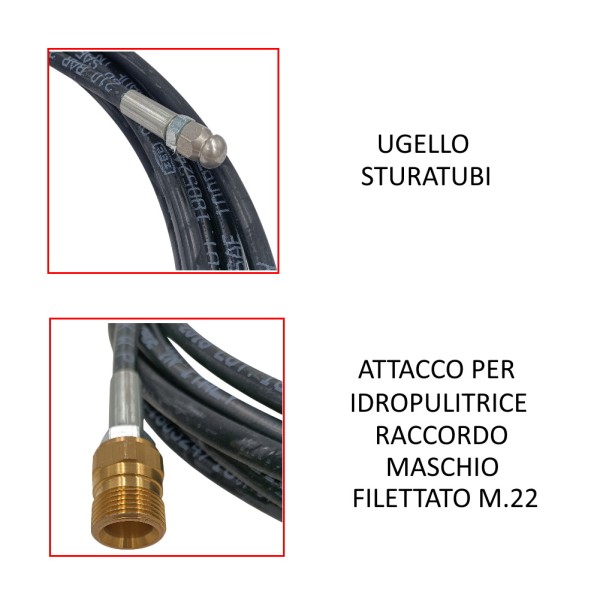STURATUBI BM2 LUNGHEZZA 8 METRI CON UNGELLO PER IDROPULITRICE M140 - M160