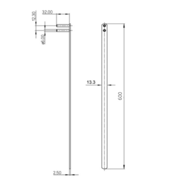 ASTA MERONI ART. 582 MM. 600 PER SERRATURE A CHIUSURA MULTIPLA ZINCATA