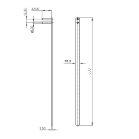 ASTA MERONI ART. 582 MM. 600 PER SERRATURE A CHIUSURA MULTIPLA ZINCATA