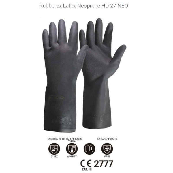 GUANTI ANTIACIDO RUBBEREX LatexNEOPRENE HD 27Neo