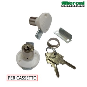 SERRATURA MERONI ART. 2130 DA APPLICARE PER CASSETTO LEVA PIANA SCATOLA BIANCA