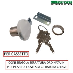 SERRATURA MERONI ART. 2130KA PER CASSETTO LUNG. CILINDRO 20 MM LEVA PIANA CON STESSA CIFRATURA CHIAV