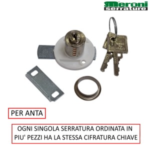 SERRATURA MERONI ART. 2131KA PER ANTA LUNG. CILINDRO 20 MM LEVA PIANA CON STESSA CIFRATURA CHIAVE