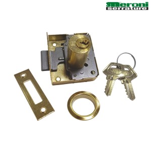 SERRATURA MERONI ART. 2203 APPLICARE LUNGHEZZA CILINDRO 30 MM ENT. 30 MM OTTONE