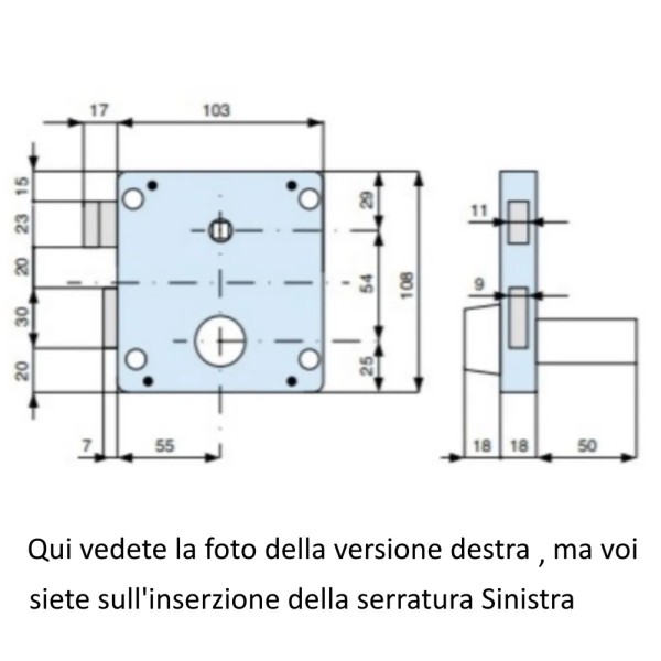 SERRATURA MG 436 CILINDRO LUNGO SX