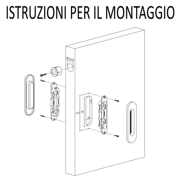 MANIGLIA OLIVARI VICO A INCASSO CROMO OPACO