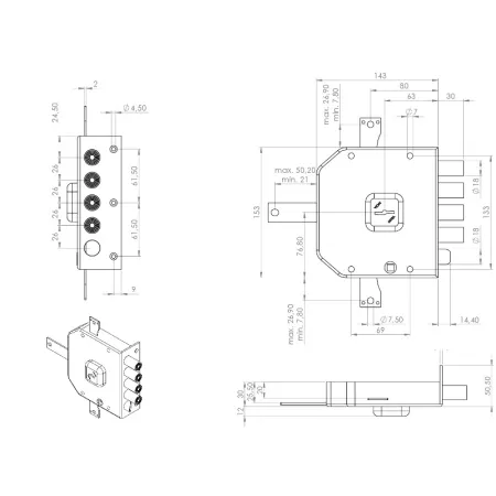 SERRATURA MOIA A416 SX QUI.SCR. S-ASTE EX AN512-99
