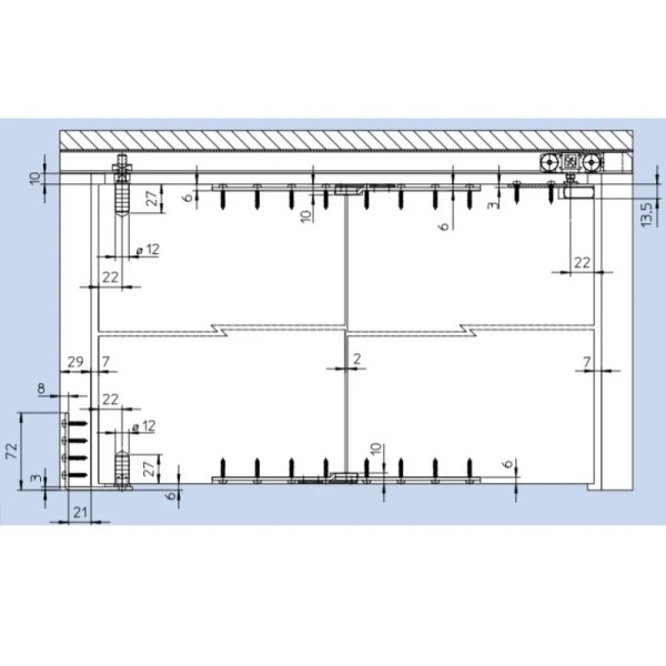 KIT SLIDING mod.ASPIDE PER PORTE SIMMETRICHE A LIBRO A FILO