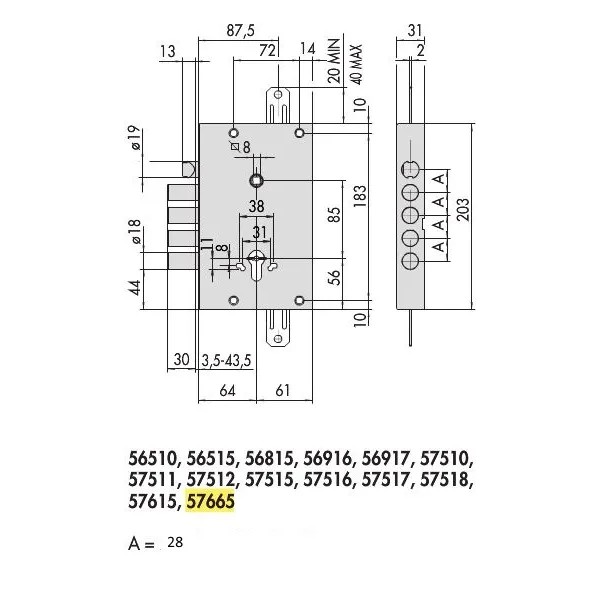 SERRATURA CISA 57665-28-A