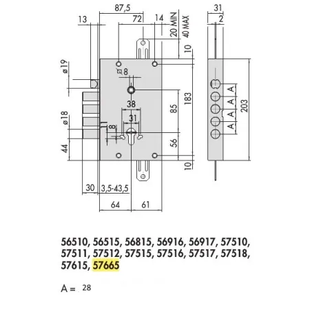 SERRATURA CISA 57665-28-A