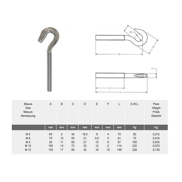 GANCIO VITE PER TASSELLO M10X73 ZINCATO