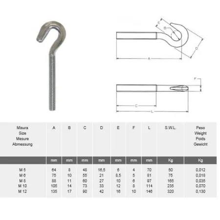 GANCIO VITE PER TASSELLO M10X73 ZINCATO