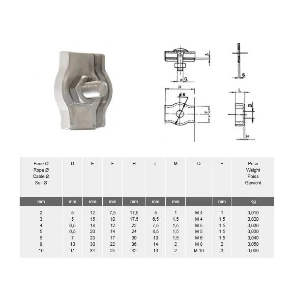 MORSETTO SIMPLEX INOX ART.550 D.2 AISI316