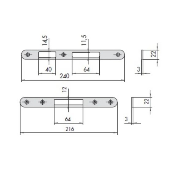 CONTROPIASTRA CISA 07177-00-0 - SET DA 3 PEZZI -