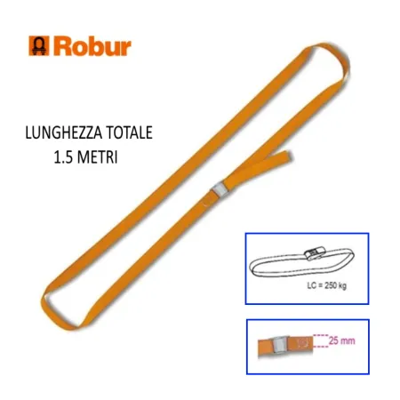 CINGHIA IN POLIPROPILENE ARANCIO CON FIBBIA SERRAGGIO MT 1.5