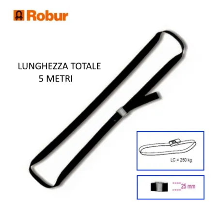 CINGHIA IN POLIPROPILENE NERA CON FIBBIA SERRAGGIO MT.5.0