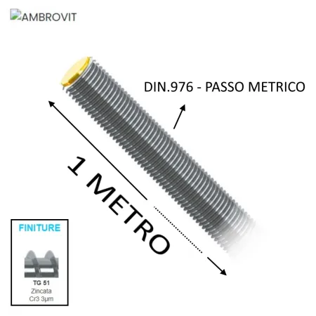 BARRA FILETTATA METRI UNO CLASSE 8.8 ZINCATA