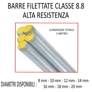 BARRE FILETTATE ZINCATE CLASSE 8.8 DA METRI 1