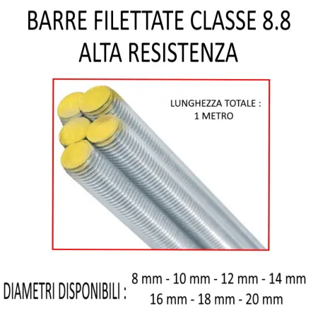 BARRA FILETTATA METRI UNO CLASSE 8.8 ZINCATA