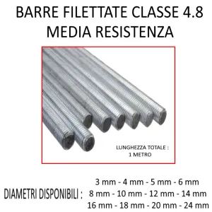 BARRE FILATTATE ZINCATE CLASSE 4.8 DA METRI 1