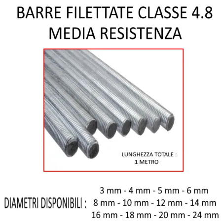 BARRE FILATTATE ZINCATE CLASSE 4.8 DA METRI 1