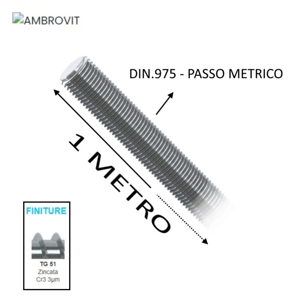 BARRE FILATTATE ZINCATE CLASSE 4.8 DA METRI 1