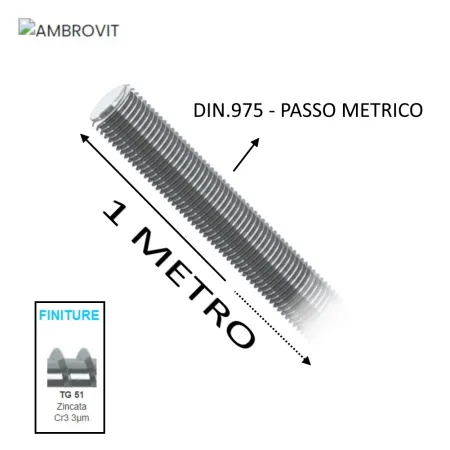 BARRE FILATTATE ZINCATE CLASSE 4.8 DA METRI 1