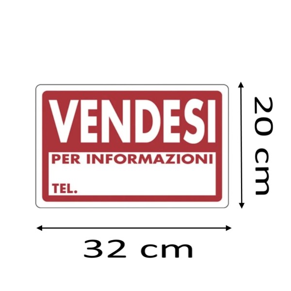CARTELLO " VENDESI " IN PVC CM 30 X 20