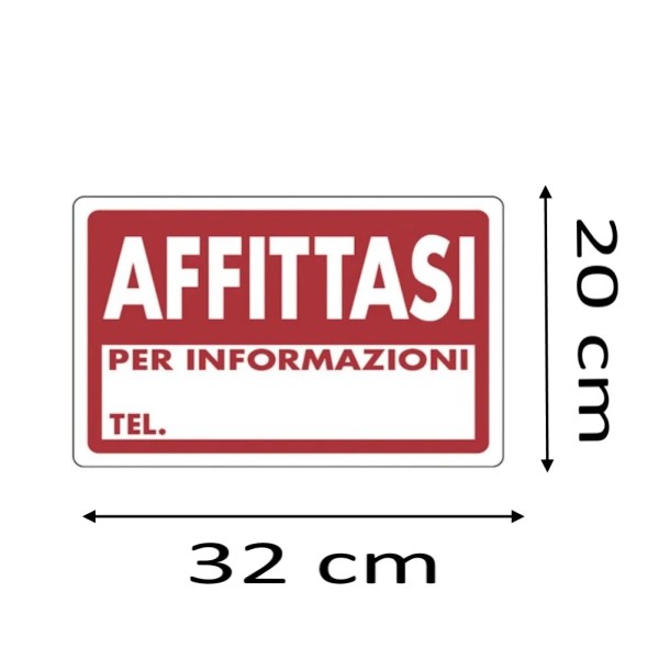 CARTELLO " AFFITTASI " IN PVC CM 30 X 20