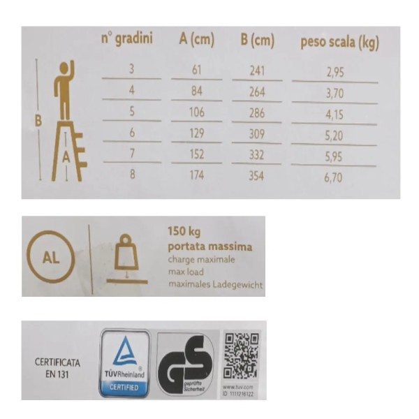 SCALA CASA EFFE SLIM ALLUMINIO 4 GRADINI OFFERTA