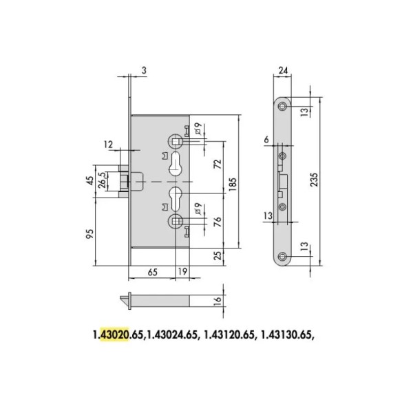 SERRATURA CISA 43020-65-0 ( x tagliafuoco )