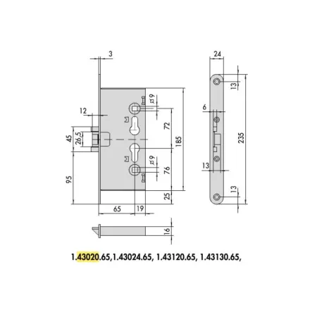 SERRATURA CISA 43020-65-0 ( x tagliafuoco )
