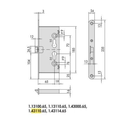 SERRATURA CISA 43110-65-0 ( x antipanico )
