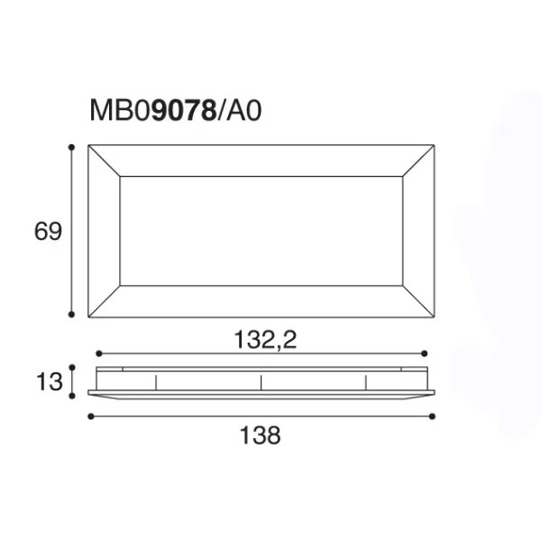 MANIGLIA 9078 A INCASSO MM.138X69 ARGENTO 7