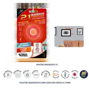 NASTRO BIADESIVO 21 MM.20X1500 SPESSORE 1,0 TRASPARENTE  OFFERTA