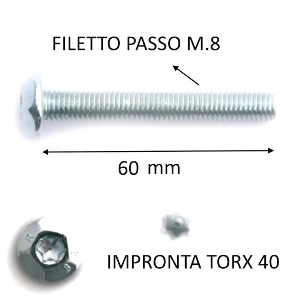 VITE RAPID TESTA SFACCETTATA TORX M8X60 ANTISVITAMENTO