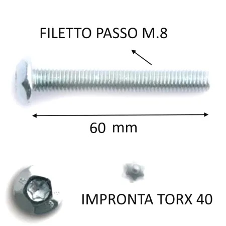 VITE RAPID TESTA SFACCETTATA TORX M8X60 ANTISVITAMENTO