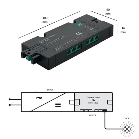DISTRIBUTORE BOX 6 VIE HAFELE LOOX5 24V "SENZA" INGRESSO PER SENSORI/INTERRUTTORI 833.77.832